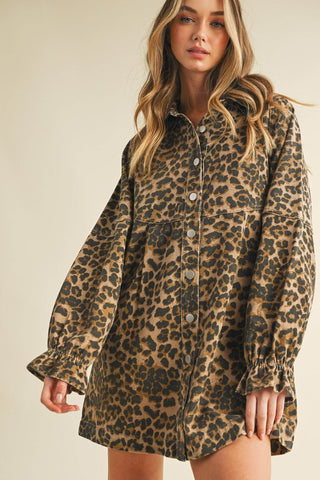 cheetah button-up denim dress