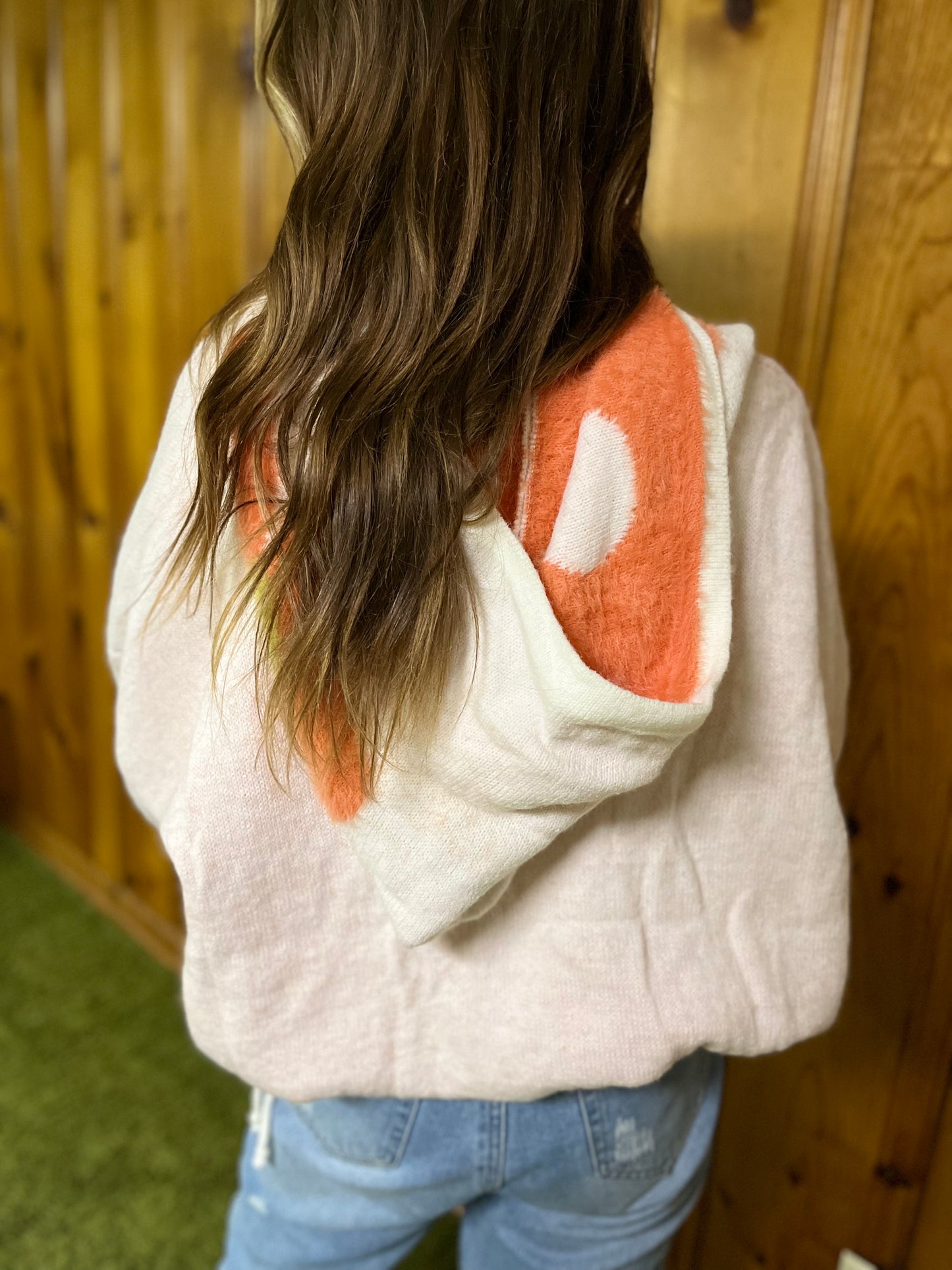 orange & white flower hoodie