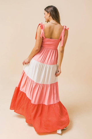color block maxi dress