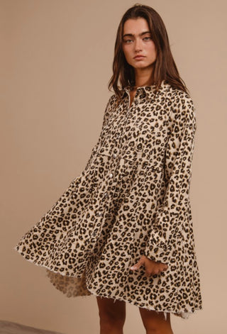 oatmeal cheetah denim dress
