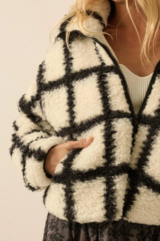 black&white sherpa coat