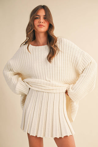 mahogany tunic + pleated skirt set