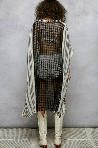 neutral + black striped kaftan