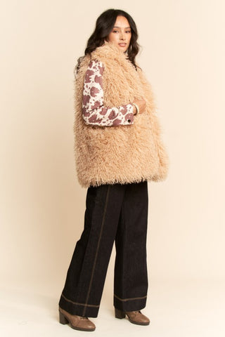 caramel shaggy vest