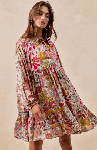 vintage-inspired floral tunic dress