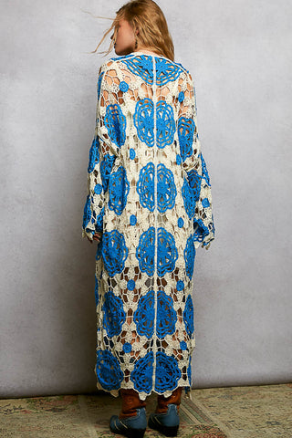 blue&white crochet cardigan