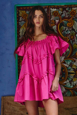 frill trim tiered babydoll dress