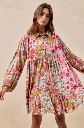 vintage-inspired floral tunic dress