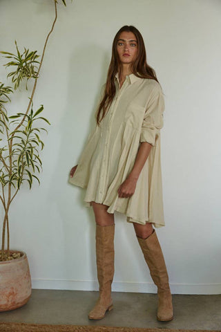 natural button-down tunic dress