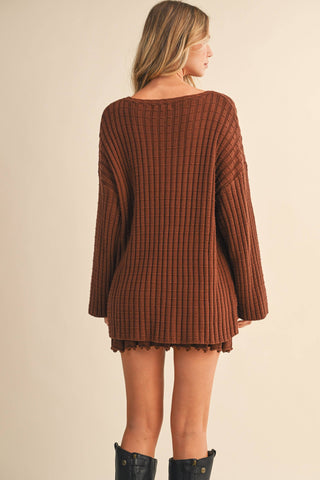 mahogany tunic + pleated skirt set