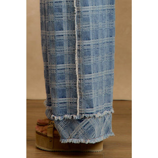 frayed wide-leg denim pants