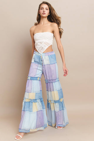 patchwork print palazzo pants