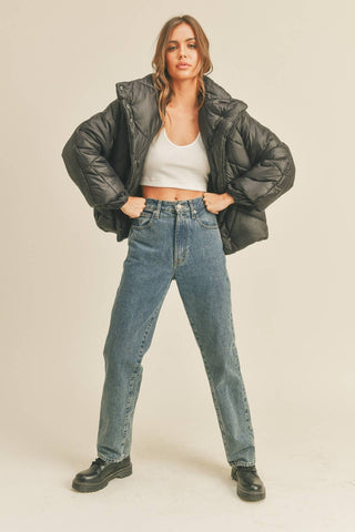 charcoal quilted puffer jacket