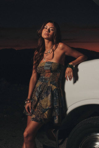 PRE-ORDER (ETA 5/27) patchwork print chiffon mini dress
