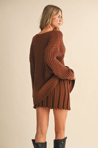 mahogany tunic + pleated skirt set