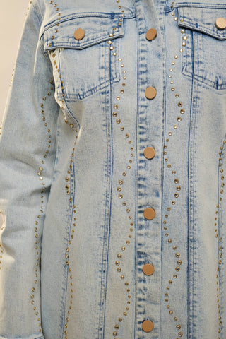 1/27 PRE-ORDER // denim rhinestone wave dress