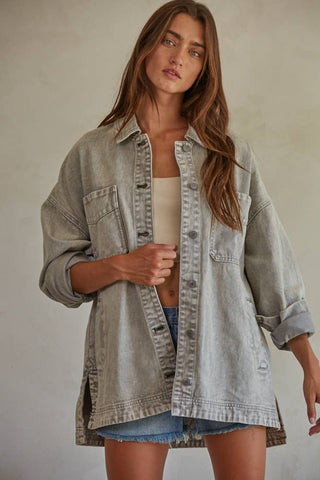 gray washed denim jacket