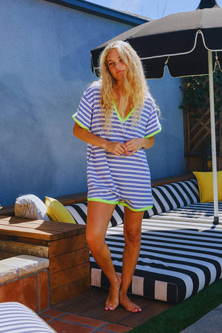 orange + blue terry cloth romper / cover-up
