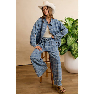 frayed wide-leg denim pants
