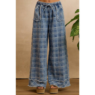 frayed wide-leg denim pants