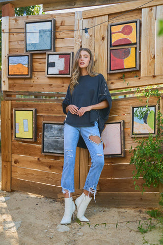 oversized studded sleeve tee