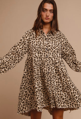 oatmeal cheetah denim dress