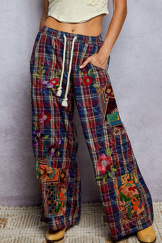 cranberry plaid boho pants