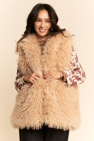 caramel shaggy vest