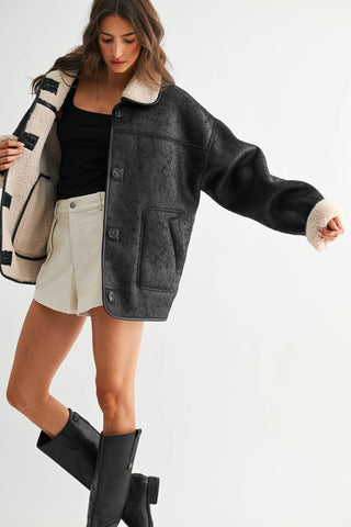 reversible sherpa + leather jacket