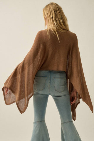 mocha cropped knit poncho