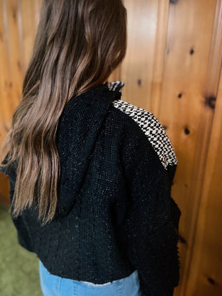 b&w zip-up jacquard jacket