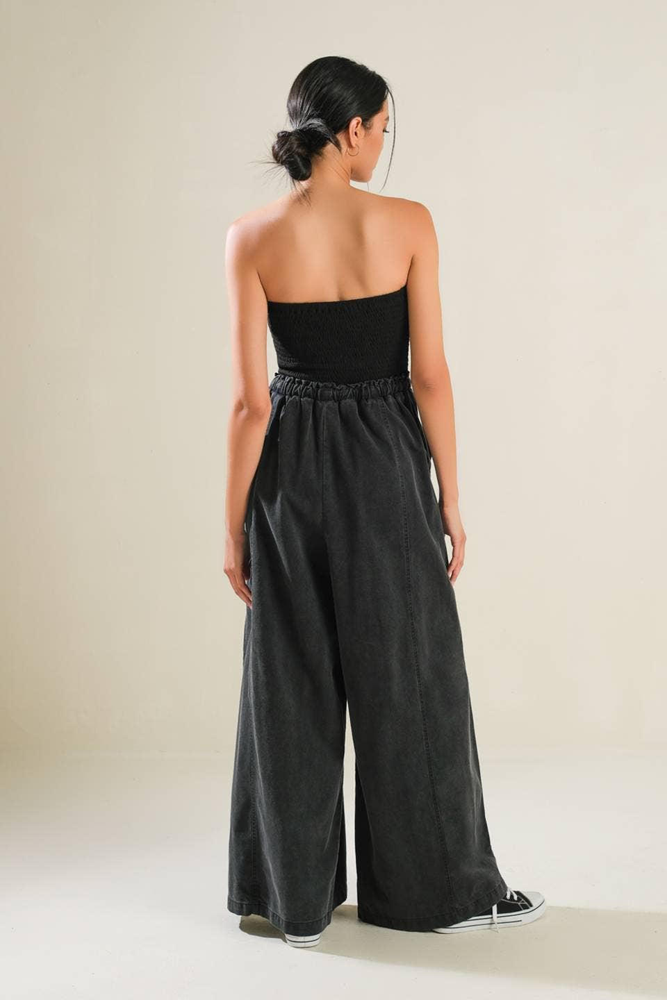 black tube top jumpsuit