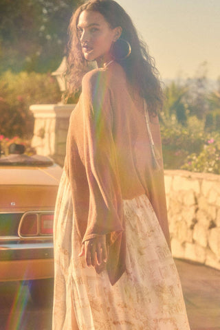 mocha cropped knit poncho