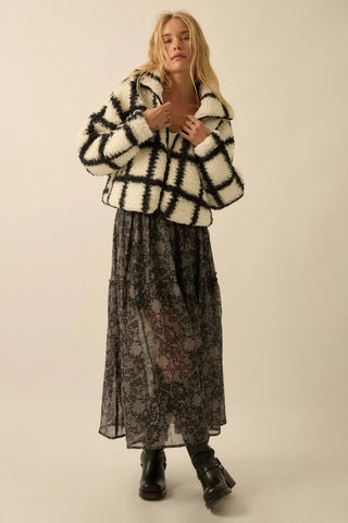 black&white sherpa coat