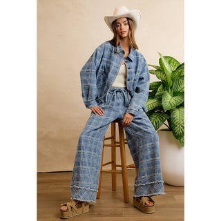 frayed wide-leg denim pants