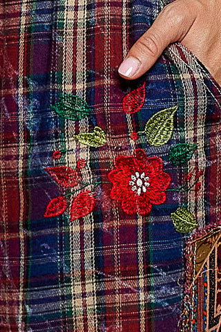 cranberry plaid boho pants