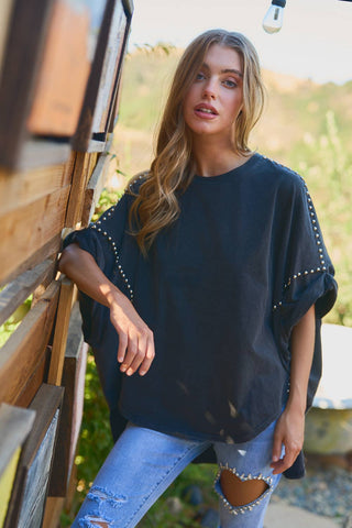 oversized studded sleeve tee