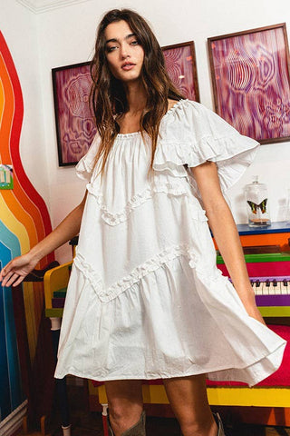 frill trim tiered babydoll dress