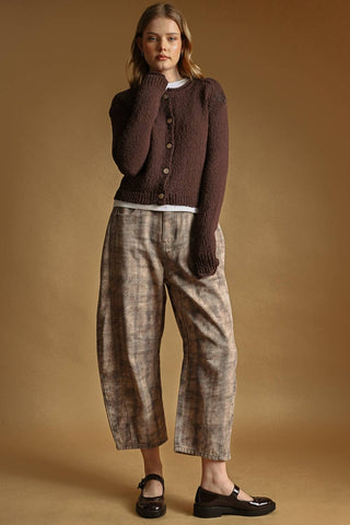 coffee plaid barrel pants