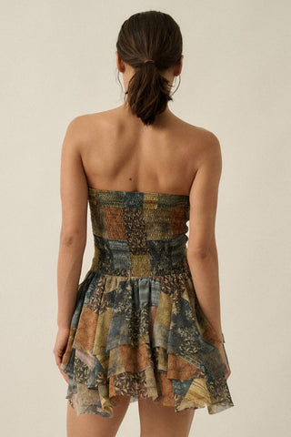 PRE-ORDER (ETA 5/27) patchwork print chiffon mini dress