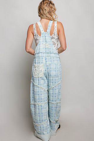 baby blue plaid overalls