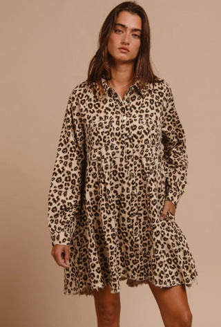 oatmeal cheetah denim dress