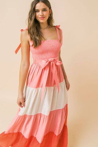 color block maxi dress
