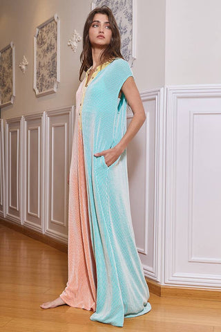 orange + aqua ribbed jumpsuit