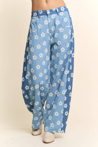 flower print wide-leg culotte pants