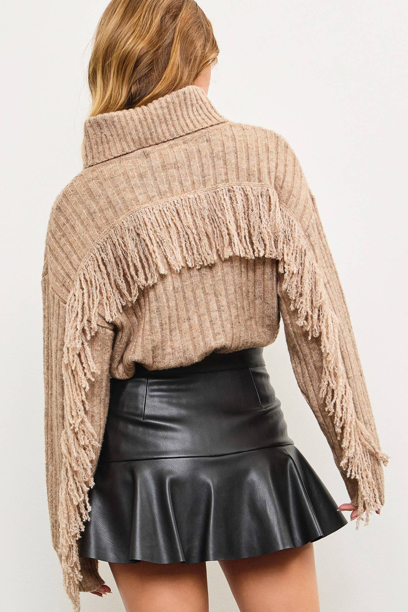 mocha shaggy turtleneck sweater