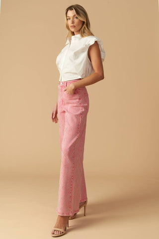 bubblegum pink washed twill pant