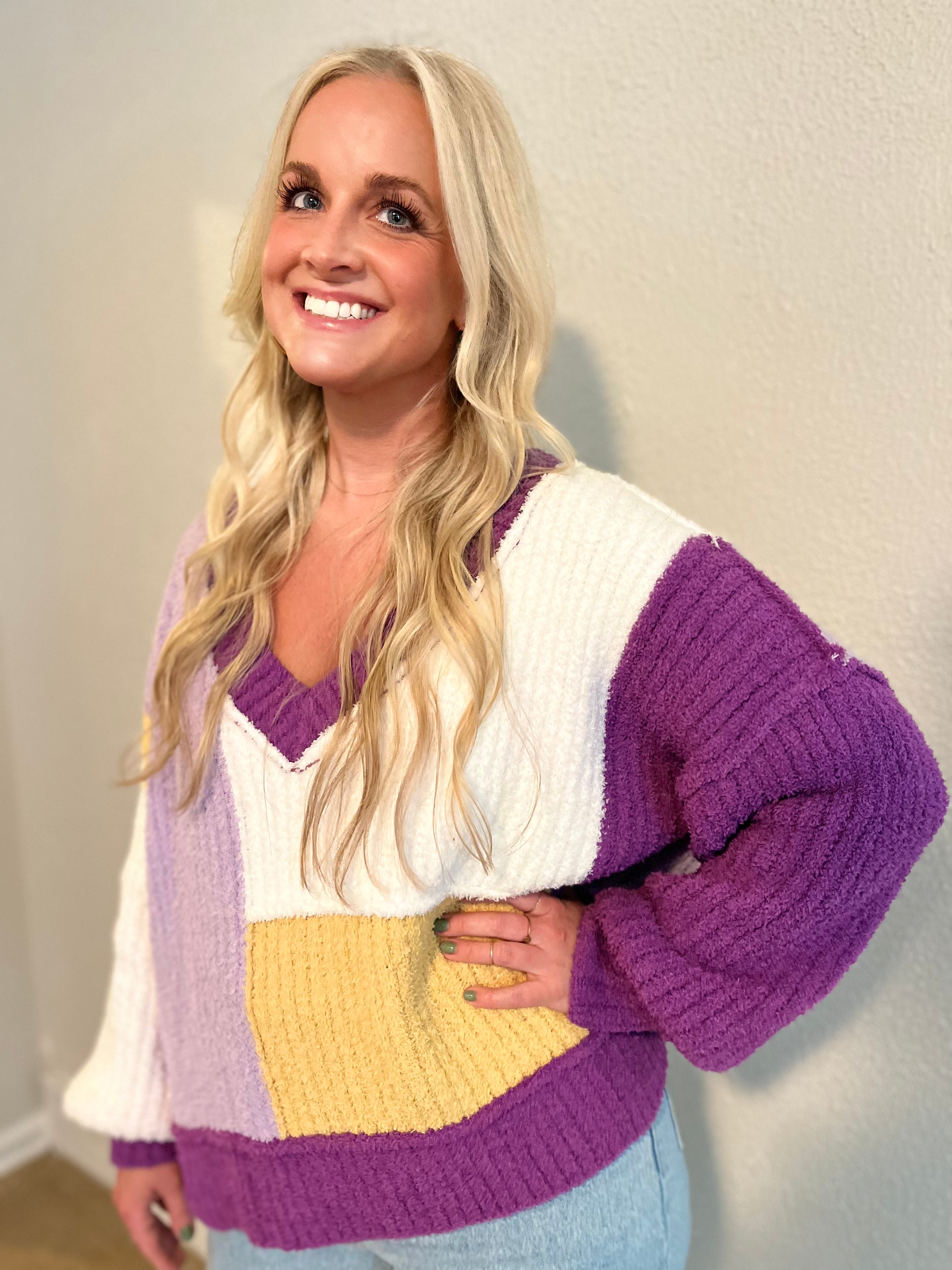 Purple and gold on sale sweater