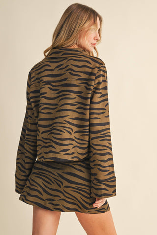 mocha zebra suede set