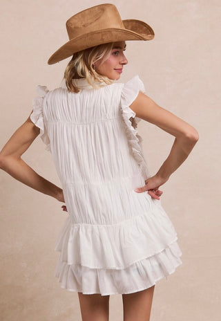 white ruffle sleeve tunic